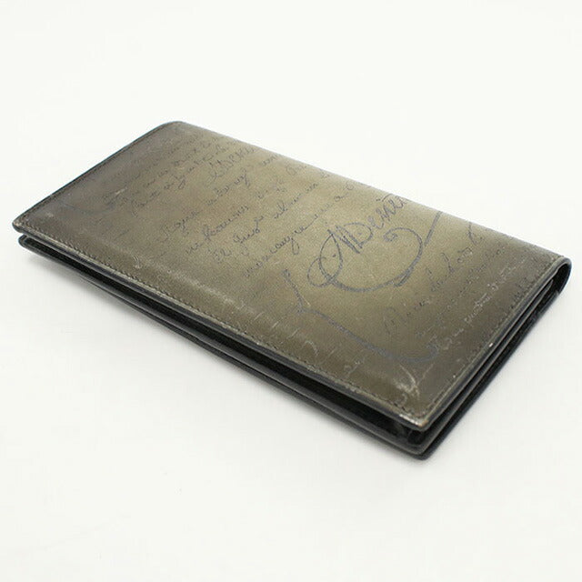 中古 ベルルッティ 長財布二折 メンズ ブランド BERLUTI サンタル フラップロングウォレット カーキ 財布 USDBER101080011