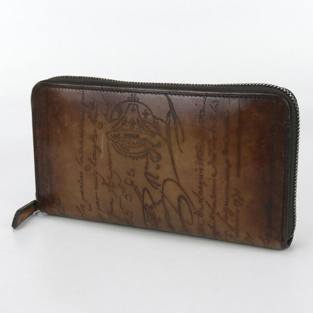 中古 ベルルッティ 長財布ラウンドファスナー メンズ ブランド BERLUTI スクリットレザー レザー ブラウン 財布 USDBER101172011