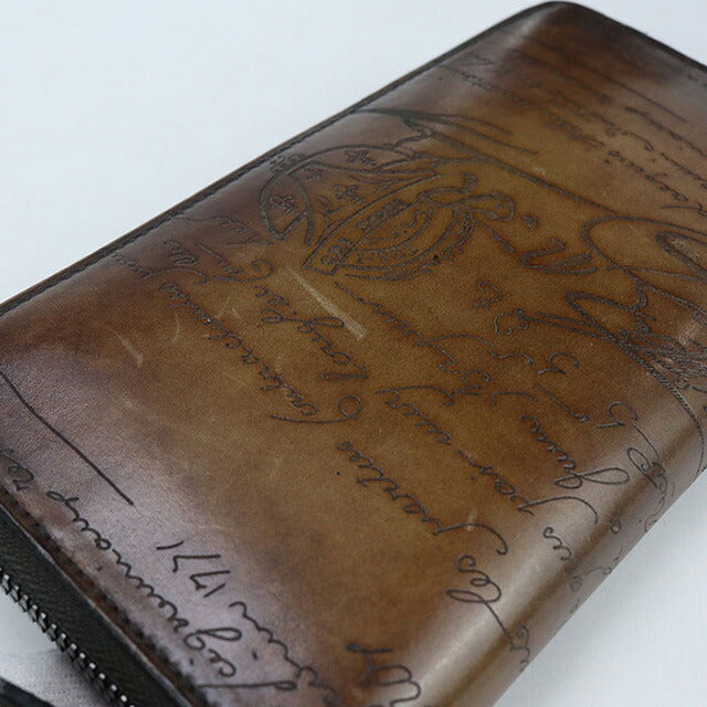 中古 ベルルッティ 長財布ラウンドファスナー メンズ ブランド BERLUTI スクリットレザー レザー ブラウン 財布 USDBER101172011