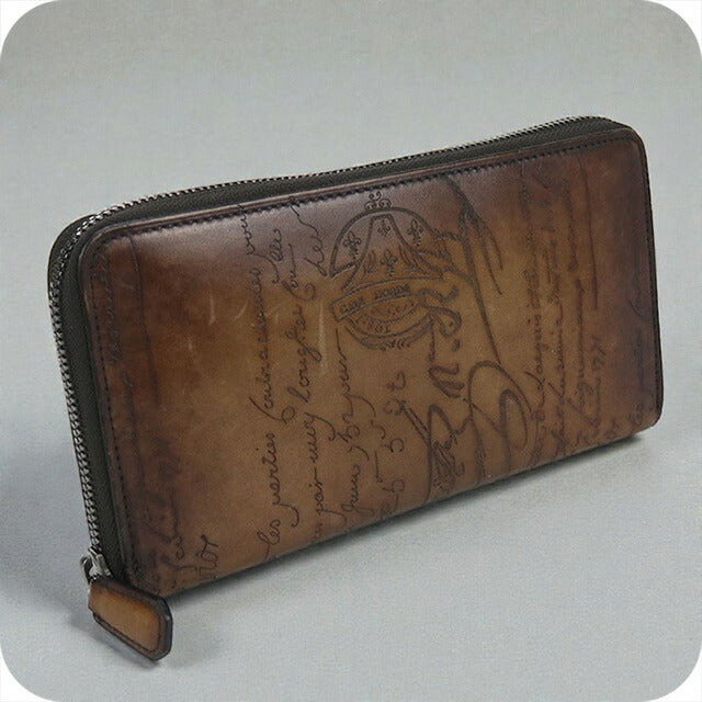 中古 ベルルッティ 長財布ラウンドファスナー メンズ ブランド BERLUTI スクリットレザー レザー ブラウン 財布 USDBER101172011
