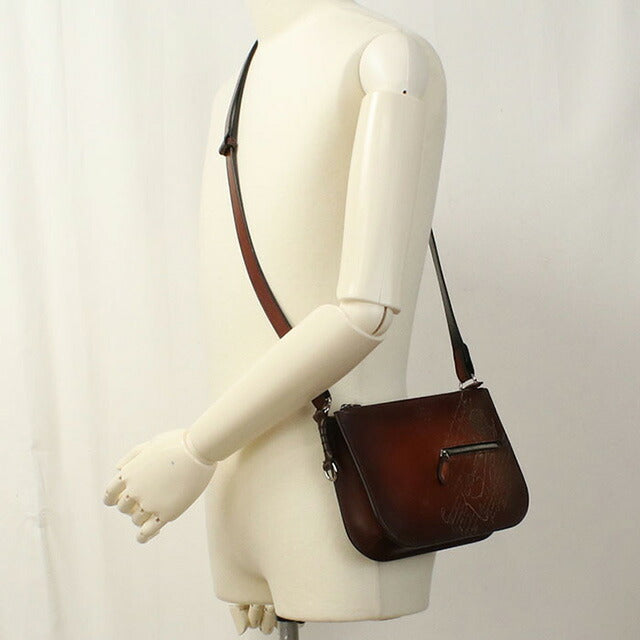中古 ベルルッティ ショルダーバッグ メンズ ブランド BERLUTI カリグラフィ シエナ メッセンジャーバッグ レザー ブラウン バッグ USDBER101949011