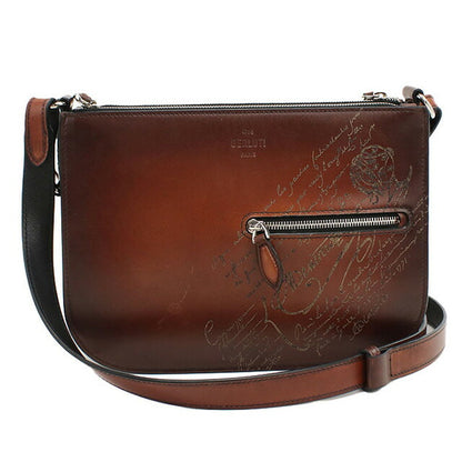 中古 ベルルッティ ショルダーバッグ メンズ ブランド BERLUTI カリグラフィ シエナ メッセンジャーバッグ レザー ブラウン バッグ USDBER101949011