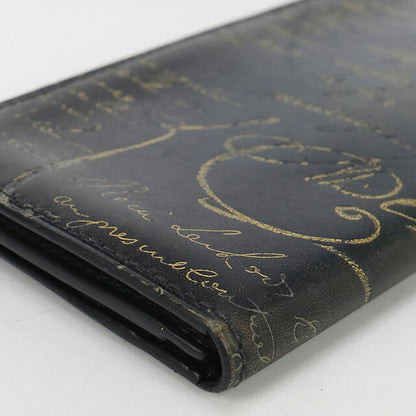 中古 ベルルッティ 長財布二折 メンズ ブランド BERLUTI カリグラフィ サンタル　フラップ　ロングウォレット ブラック 財布 USDBER102831011