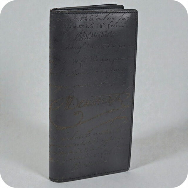 中古 ベルルッティ 長財布二折 メンズ ブランド BERLUTI サンタル フラップ ロングウォレット ブラック 財布 USDBER107831011
