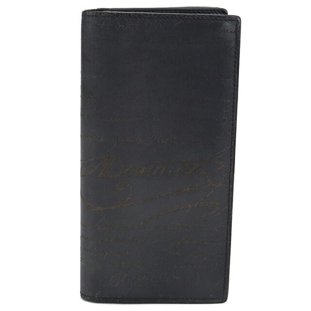中古 ベルルッティ 長財布二折 メンズ ブランド BERLUTI サンタル フラップ ロングウォレット ブラック 財布 USDBER107831011