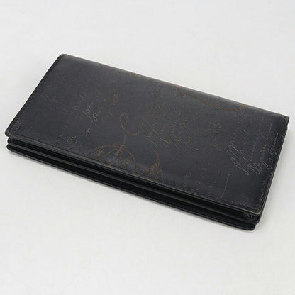 中古 ベルルッティ 長財布二折 メンズ ブランド BERLUTI サンタル フラップ ロングウォレット ブラック 財布 USDBER107831011