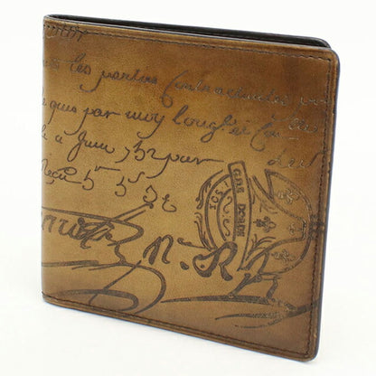 中古 ベルルッティ 二つ折り財布 二折財布 メンズ ブランド BERLUTI カリグラフィ ブラウン USDBER112961011