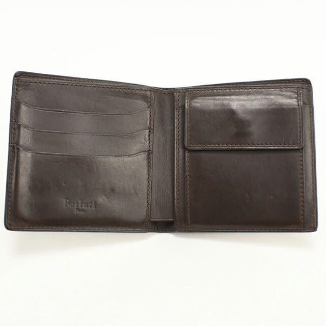 中古 ベルルッティ 二つ折り財布 二折財布 メンズ ブランド BERLUTI カリグラフィ ブラウン USDBER112961011