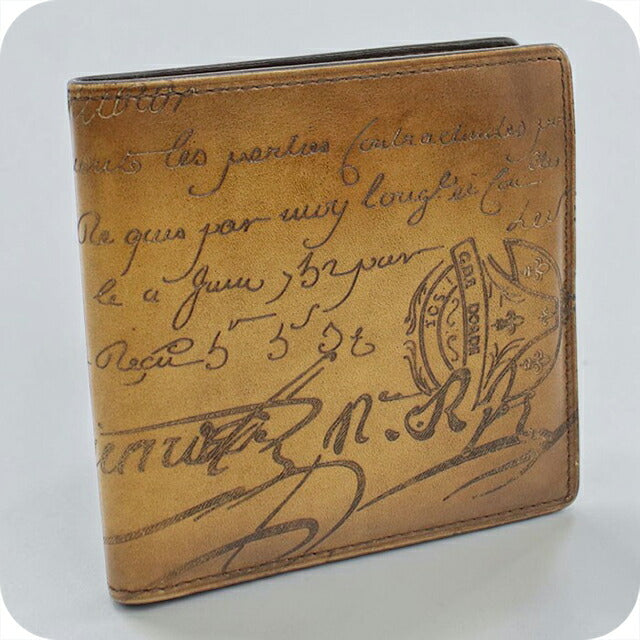 中古 ベルルッティ 二つ折り財布 二折財布 メンズ ブランド BERLUTI カリグラフィ ブラウン USDBER112961011