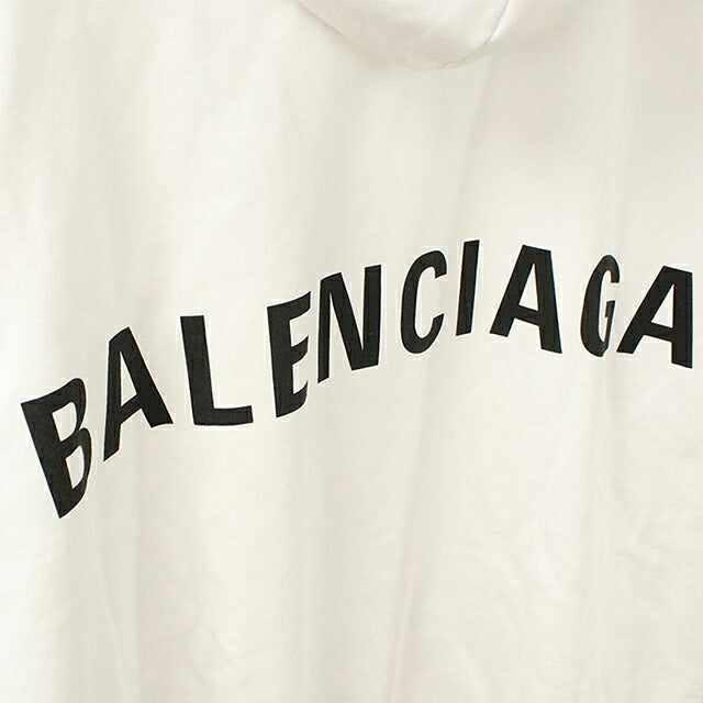 中古 バレンシアガ パーカー メンズ ブランド BALENCIAGA バックロゴ フーディー 556143 ホワイト USDBG103655011