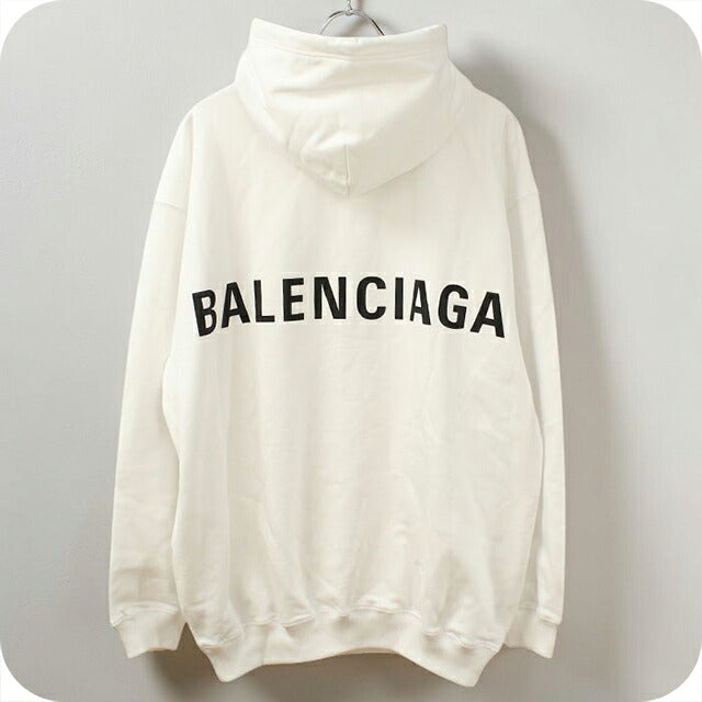 中古 バレンシアガ パーカー メンズ ブランド BALENCIAGA バックロゴ フーディー 556143 ホワイト USDBG103655011