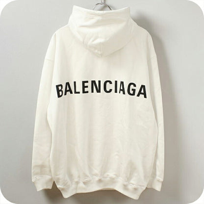 中古 バレンシアガ パーカー メンズ ブランド BALENCIAGA バックロゴ フーディー 556143 ホワイト USDBG103655011
