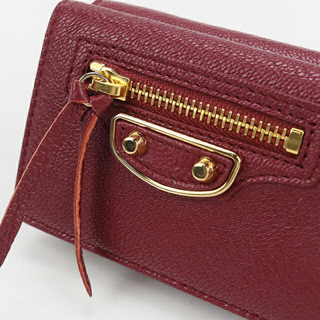 中古 バレンシアガ 三折財布 レディース ブランド BALENCIAGA エッジシティ 三つ折りウォレット 470059 ワインレッド 財布 USDBG104429011