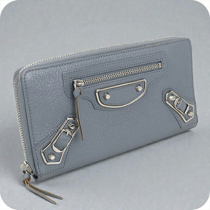 中古 バレンシアガ 長財布ラウンドファスナー レディース ブランド BALENCIAGA コンチネンタル ジップウォレット レザー 390187 ブルー USDBG104839011