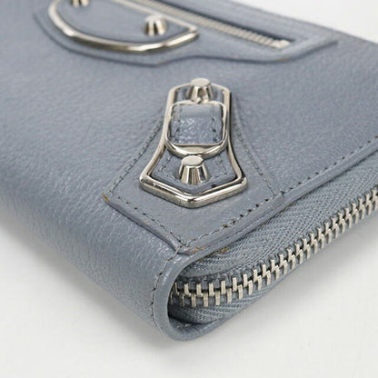 中古 バレンシアガ 長財布ラウンドファスナー レディース ブランド BALENCIAGA コンチネンタル ジップウォレット レザー 390187 ブルー USDBG104839011