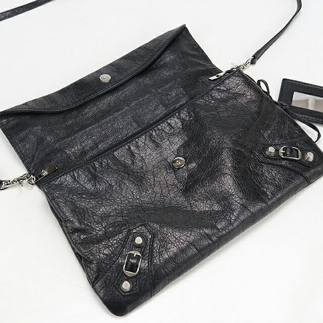 中古 バレンシアガ 斜め掛け ショルダーバッグ レディース ブランド BALENCIAGA ジャイアントエンベロープ レザー 327079 1000 ブラック USDBG107466011