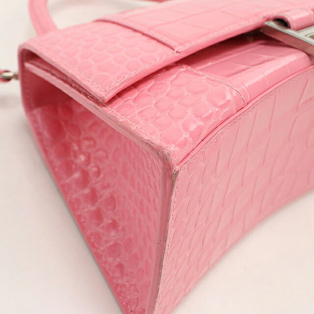 中古 バレンシアガ ハンドバッグ レディース ブランド BALENCIAGA アワーグラス スモール レザー 593546 ピンク USDBG115958011