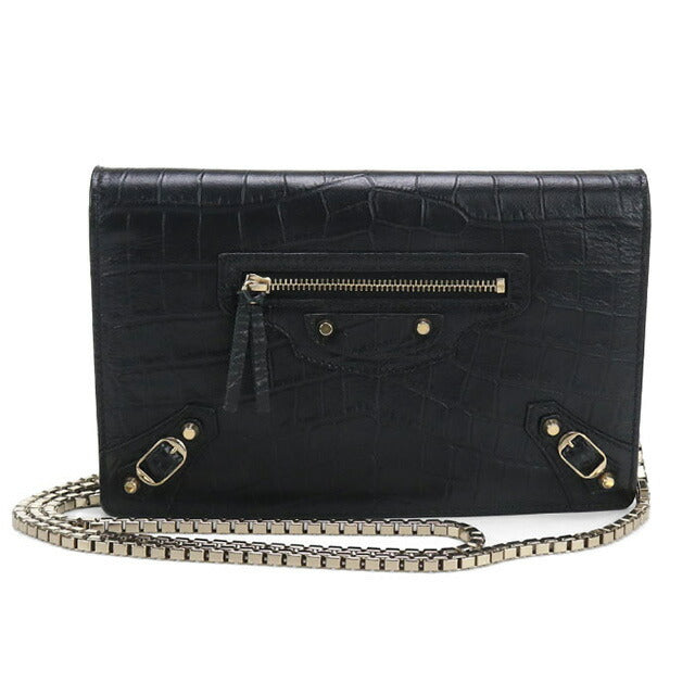 中古 バレンシアガ チェーンウォレット レディース ブランド BALENCIAGA レザー 444168 ブラック 財布 USDBG97423011