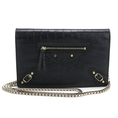 中古 バレンシアガ チェーンウォレット レディース ブランド BALENCIAGA レザー 444168 ブラック 財布 USDBG97423011