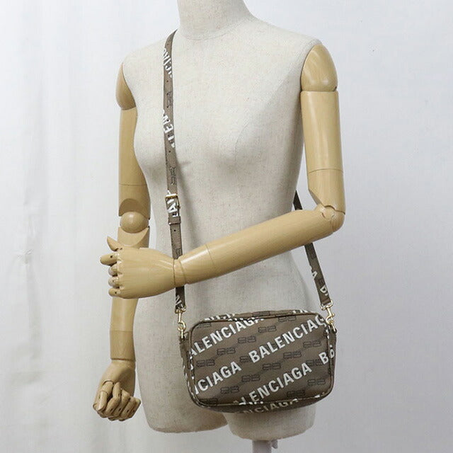 BALENCIAGA バレンシアガ　ショルダーバッグ　BB柄　ブラウン Balenciaga Brown/Black BB Monogram Coated Canvas Hourglass Wallet