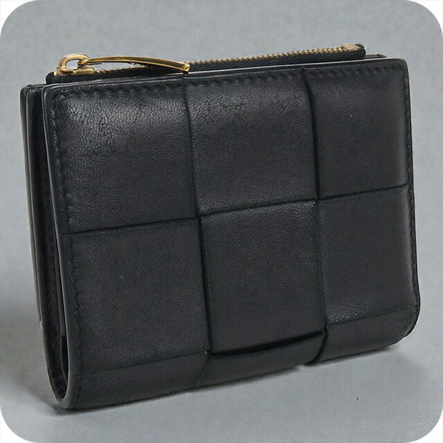 二手 Bottega Veneta 双折钱包女式品牌 BOTTEGA VENETA 卡式钱包小号 742698 黑色钱包 USDBO101184011