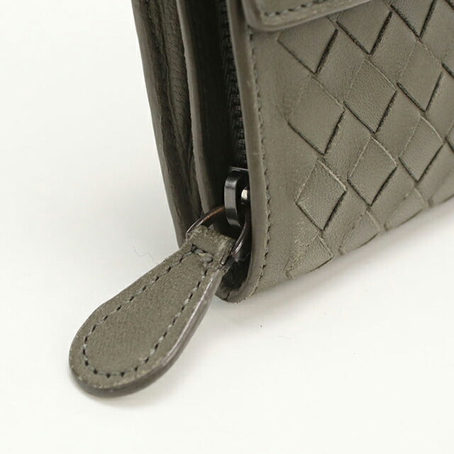 中古 ボッテガヴェネタ 長財布二折 レディース ブランド BOTTEGA VENETA イントレチャート ラージ フラップウォレット カーキ 財布 USDBO103590011