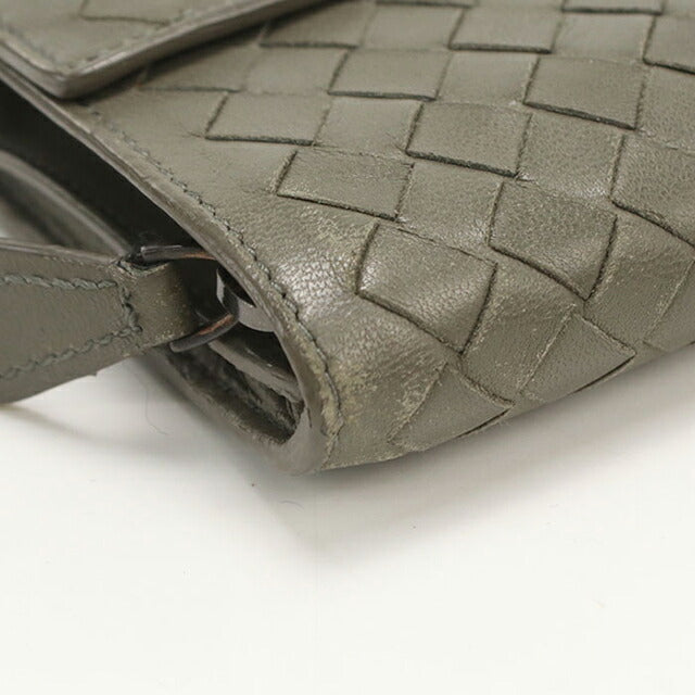 中古 ボッテガヴェネタ 長財布二折 レディース ブランド BOTTEGA VENETA イントレチャート ラージ フラップウォレット カーキ 財布 USDBO103590011