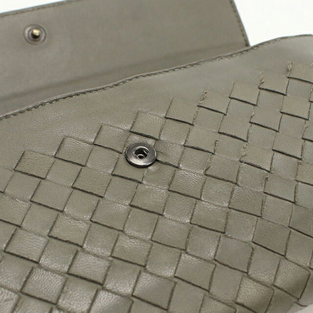 中古 ボッテガヴェネタ 長財布二折 レディース ブランド BOTTEGA VENETA イントレチャート ラージ フラップウォレット カーキ 財布 USDBO103590011