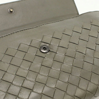 中古 ボッテガヴェネタ 長財布二折 レディース ブランド BOTTEGA VENETA イントレチャート ラージ フラップウォレット カーキ 財布 USDBO103590011