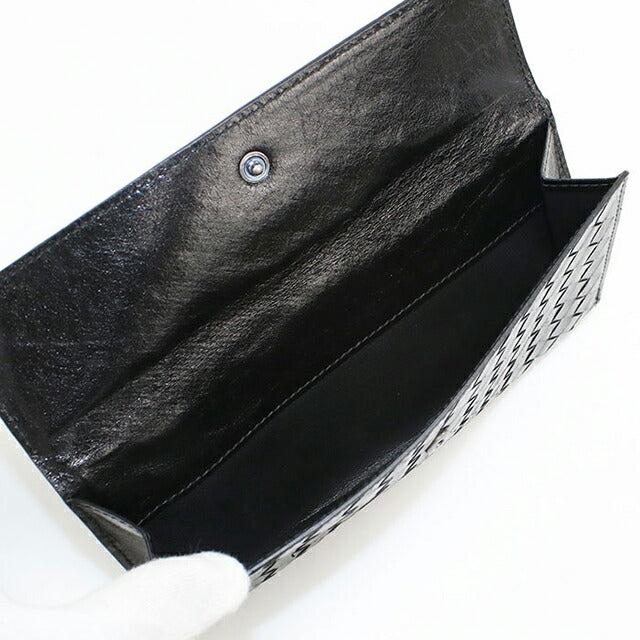 中古 ボッテガヴェネタ 長財布二折 レディース ブランド BOTTEGA VENETA イントレチャート Wホック レザー 134075 V5281 1000 ブラック USDBO103591011