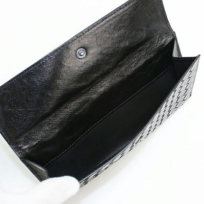 中古 ボッテガヴェネタ 長財布二折 レディース ブランド BOTTEGA VENETA イントレチャート Wホック レザー 134075 V5281 1000 ブラック USDBO103591011