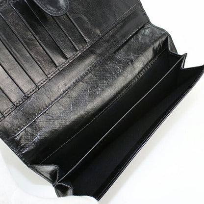 中古 ボッテガヴェネタ 長財布二折 レディース ブランド BOTTEGA VENETA イントレチャート Wホック レザー 134075 V5281 1000 ブラック USDBO103591011