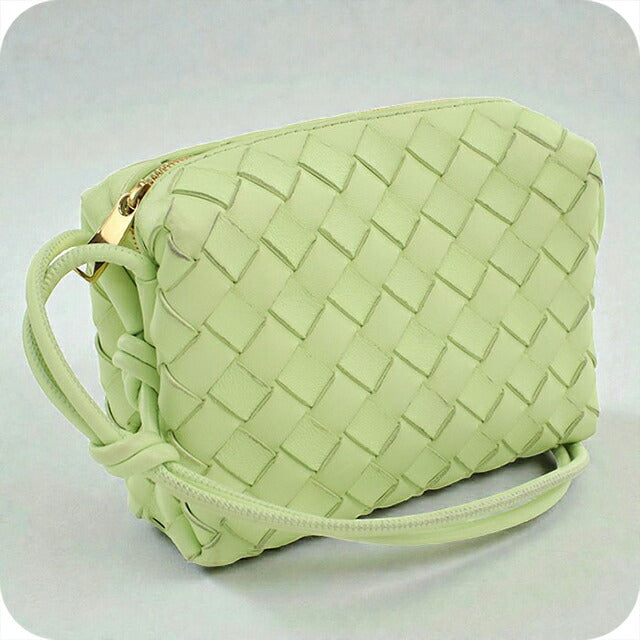 中古 ボッテガヴェネタ ショルダーバッグ レディース ブランド BOTTEGA VENETA イントレチャート レザー グリーン バッグ USDBO103747011