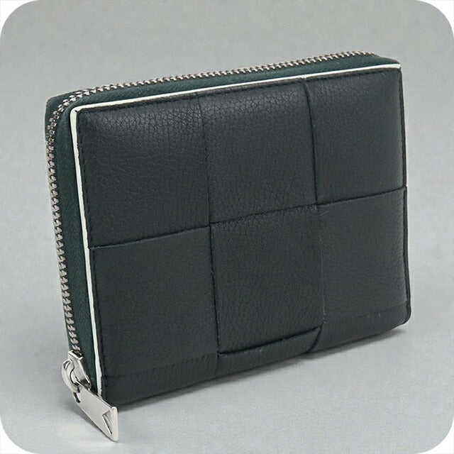 中古 ボッテガヴェネタ ラウンドファスナー折財布 メンズ ブランド BOTTEGA VENETA カセット ジップアラウンドウォレット グリーン 財布 USDBO104131011