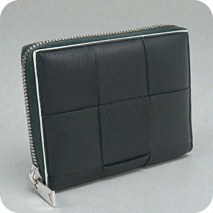 中古 ボッテガヴェネタ ラウンドファスナー折財布 メンズ ブランド BOTTEGA VENETA カセット ジップアラウンドウォレット グリーン 財布 USDBO104131011