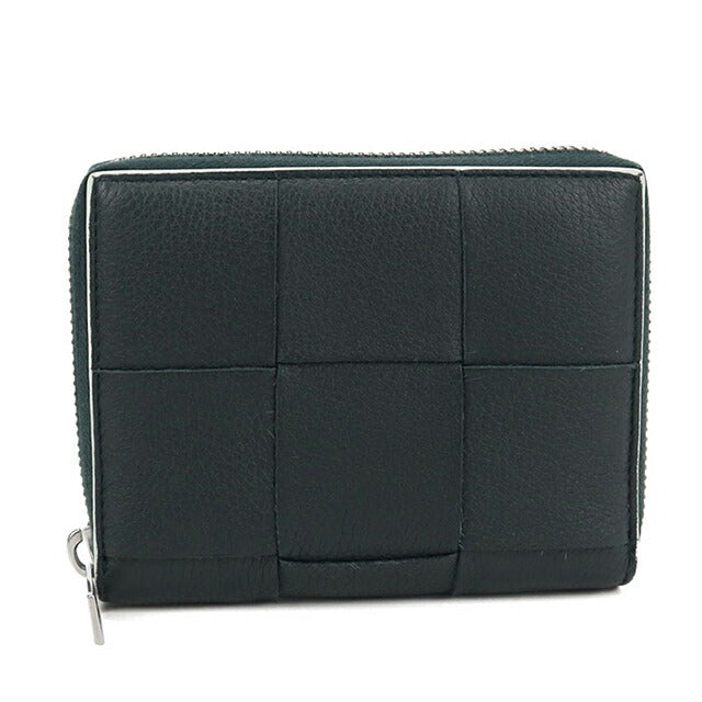 中古 ボッテガヴェネタ ラウンドファスナー折財布 メンズ ブランド BOTTEGA VENETA カセット ジップアラウンドウォレット グリーン 財布 USDBO104131011