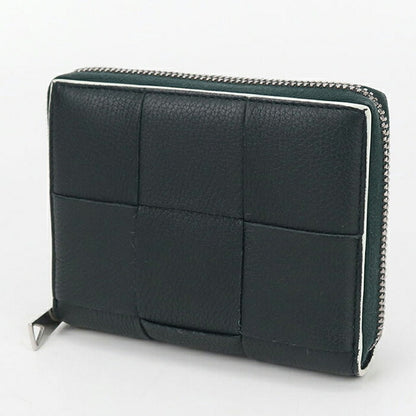 中古 ボッテガヴェネタ ラウンドファスナー折財布 メンズ ブランド BOTTEGA VENETA カセット ジップアラウンドウォレット グリーン 財布 USDBO104131011