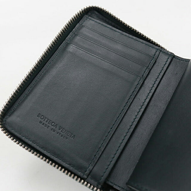 中古 ボッテガヴェネタ ラウンドファスナー折財布 メンズ ブランド BOTTEGA VENETA カセット ジップアラウンドウォレット グリーン 財布 USDBO104131011