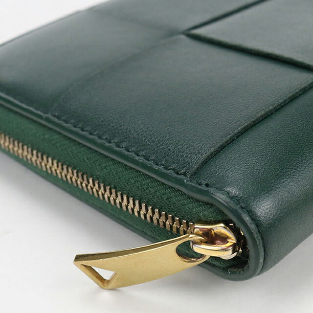 【美品】ボッテガヴェネタ 長財布 ラウンドファスナー ウォレット グリーン系 BOTTEGA VENETA（ボッテガ・ヴェネタ） 長財布 ラウンドファスナー
