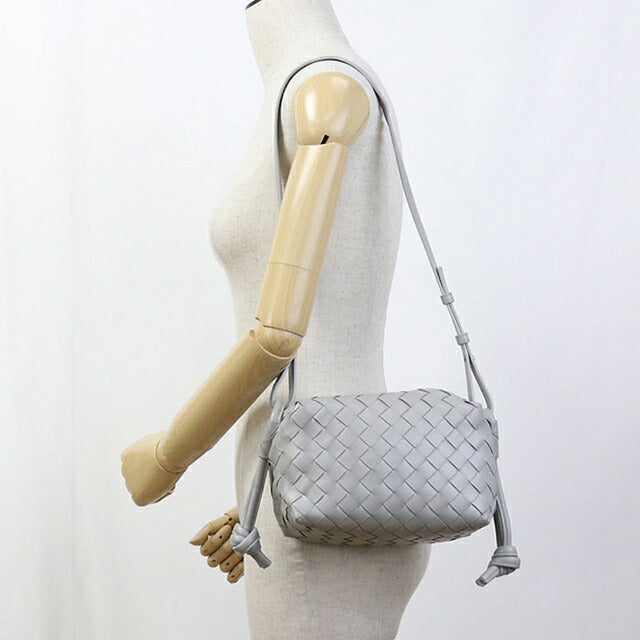 中古 ボッテガヴェネタ ショルダーバッグ レディース ブランド BOTTEGA VENETA イントレチャート レザー グレー バッグ USDBO105214011