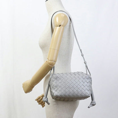 中古 ボッテガヴェネタ ショルダーバッグ レディース ブランド BOTTEGA VENETA イントレチャート レザー グレー バッグ USDBO105214011