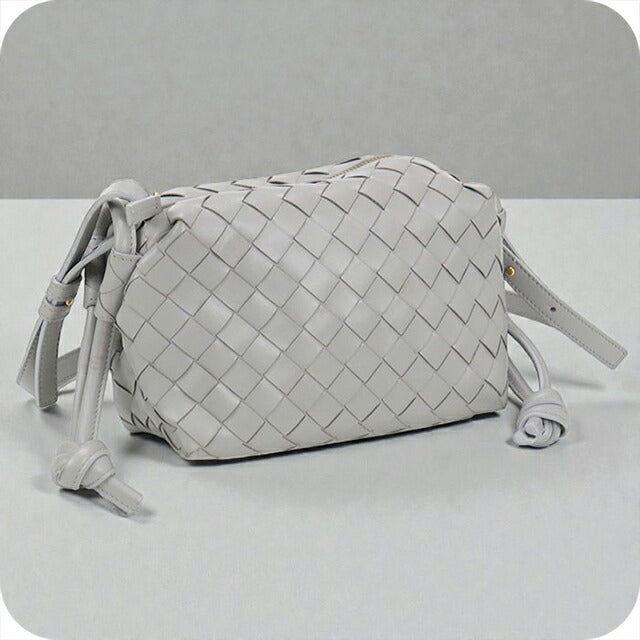 中古 ボッテガヴェネタ ショルダーバッグ レディース ブランド BOTTEGA VENETA イントレチャート レザー グレー バッグ USDBO105214011