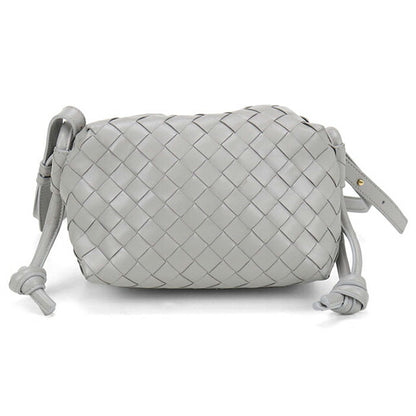 中古 ボッテガヴェネタ ショルダーバッグ レディース ブランド BOTTEGA VENETA イントレチャート レザー グレー バッグ USDBO105214011