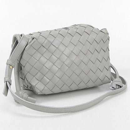 中古 ボッテガヴェネタ ショルダーバッグ レディース ブランド BOTTEGA VENETA イントレチャート レザー グレー バッグ USDBO105214011