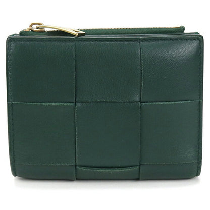 中古 ボッテガヴェネタ 二折財布 レディース ブランド BOTTEGA VENETA スモールカセット ファスナーウォレット グリーン 財布 USDBO105265011