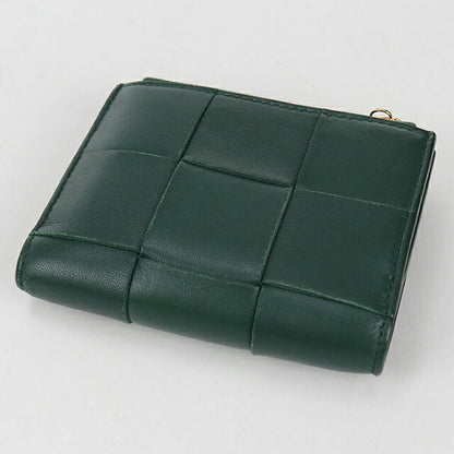 中古 ボッテガヴェネタ 二折財布 レディース ブランド BOTTEGA VENETA スモールカセット ファスナーウォレット グリーン 財布 USDBO105265011