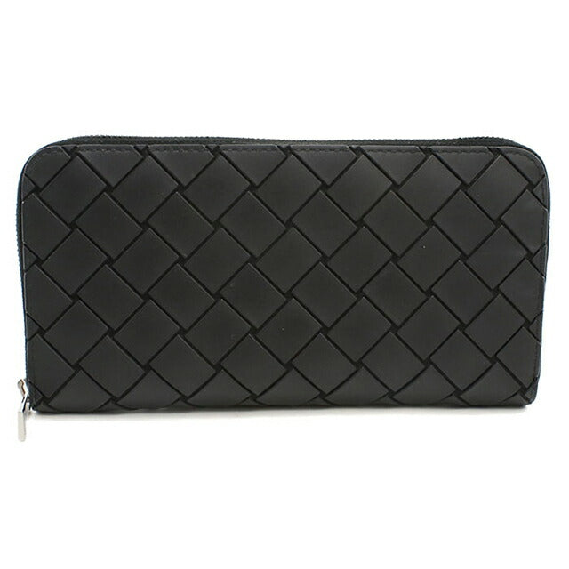 中古 ボッテガヴェネタ 長財布ラウンドファスナー メンズ ブランド BOTTEGA VENETA イントレチャート ジップアラウンドウォレット ブラック USDBO105422011