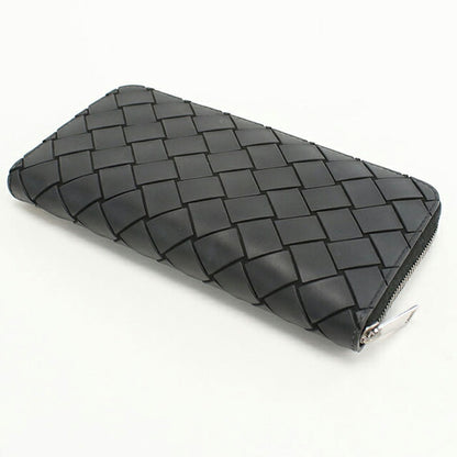 中古 ボッテガヴェネタ 長財布ラウンドファスナー メンズ ブランド BOTTEGA VENETA イントレチャート ジップアラウンドウォレット ブラック USDBO105422011