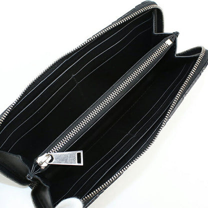 中古 ボッテガヴェネタ 長財布ラウンドファスナー メンズ ブランド BOTTEGA VENETA イントレチャート ジップアラウンドウォレット ブラック USDBO105422011