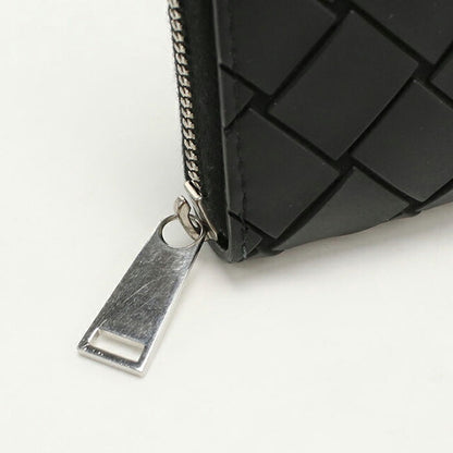 中古 ボッテガヴェネタ 長財布ラウンドファスナー メンズ ブランド BOTTEGA VENETA イントレチャート ジップアラウンドウォレット ブラック USDBO105422011